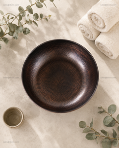 Bassin de pédicure rond en cuivre noir martelé, pour bain de pieds, idéal pour les professionnels et l'usage domestique - Product Image 6