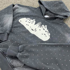 เสื้อฮู้ดดี้ฤดูหนาวคุณภาพสูงสำหรับทุกเพศ ผ้าฝ้าย 100% ระบายอากาศได้ดี ดีไซน์กระเป๋าซิป ลายซันเฟด ปักด้วยคริสตัล - Product Image 2