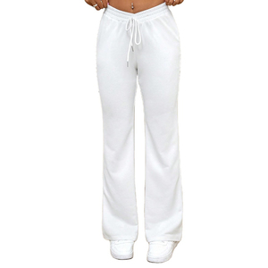 Pantalones Deportivos de Yoga para Mujer, Blancos, Acampanados, de Poliéster, con Cordón, Cintura Alta, Pantalones de Chándal para Mujer, Modelo 2026 - Product Image 1