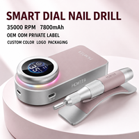 Ponceuse à ongles intelligente 35000 tr/min, 35 niveaux de vitesse, autonomie de 8 heures, anneau lumineux coloré, lime électrique pour marque privée et fournitures de beauté