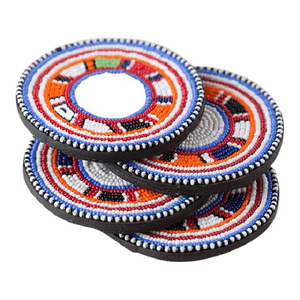 Juego de 4 Posavasos Redondos de Cuentas Multicolores Hechos a Mano por Glowin fashion - Product Image 4