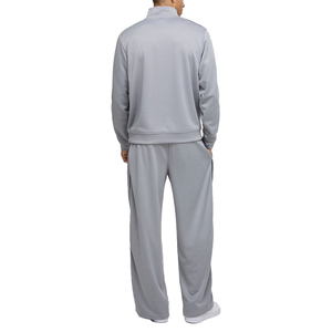 Men's silver grey jacket casual wear Loose Fit <b>trousers</b> half zip side piping tracksuit - Product Image 2