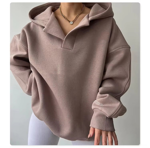Nouvelle mode de sweat-shirt en polaire organique décontracté brodé surdimensionné pour femmes sweats personnalisés pour femmes - Product Image 2