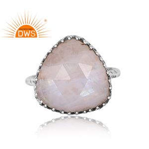 Dernières tendances en argent sterling oxydé naturel arc-en-ciel pierre de lune pierre précieuse bague empilable fabricant de bijoux personnalisés - Product Image 3