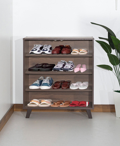 Modern Contemporary 2-Door 4-Tier <b>Shoe</b> <b>Rack</b> Cabinet Quality Home Furniture for Entry in Hotels Columbia Walnut White-SC218 - Product Image 2