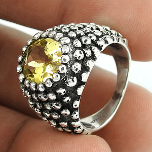 แหวนพลอยซิทรีนธรรมชาติสีเงินสเตอร์ลิงดู925วินเทจเครื่องประดับโบฮีเมียนทำด้วยมือราคาขายส่งผู้ผลิต - Product Image 2