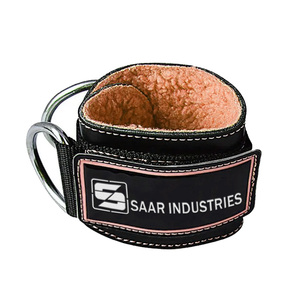 Sangles de cheville en cuir pour machines à câble Double anneau en D Heavy Duty Réglable Protection personnalisée Entraînement des jambes Unisexe - Product Image 3