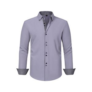 Bangladesh venta al por mayor de fábrica personalizada OEM hombres camisa de vestir informal camisas con botones camisa de manga larga tejida para hombres bajo MOQ - Product Image 1