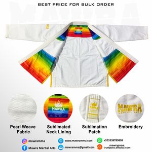 ชุดเครื่องแบบจีบีเจเจเจจี350Gsm ผ้าคอตตอน100% สานประดับมุกสีขาวงานตามสั่ง450Gsm 550Gsm - Product Image 2