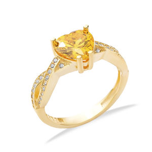 ซิทริน CZ หินหัวใจออกแบบเครื่องประดับคลัสเตอร์แหวนเงิน 925 เงินสเตอร์ลิงตุรกีขายส่ง - Product Image 3