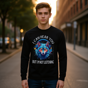 Sarcasmo del lupo: ti sento ma non ti ascolto - T-shirt a maniche lunghe - Product Image 3