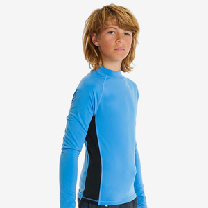 Camisetas de Manga Larga de Secado Rápido para Gimnasio y Fitness para Niños, Protección Solar UPF50+, Antibacterianas, Color Azul, Cuello Redondo, BJJ, Ecológicas - Product Image 3