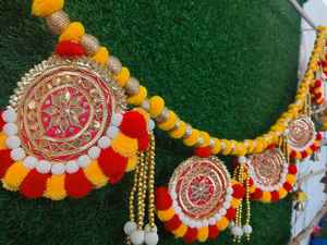 Handmade Pom Pom Beads Toran with <b>Gota</b> Buti & Tassels Festive Indian Wall Decor for Mandir Home and Diwali Entryway Decoration - Product Image 3