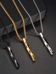 Fine <b>Pendants</b> & Charms Plain Laser Waterproof Gift Necklace Stainless Steel <b>Gold</b> Plated <b>Bar</b> Blank Necklaces for Engraving - Product Image 4