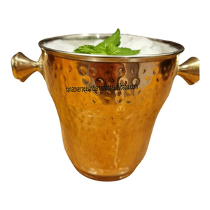 Seau à glace élégant en cuivre pur fait à la main avec poignée en laiton pour les fêtes de mariage Home Bar Outdoor Events & Gifting Bons prix - Product Image 3