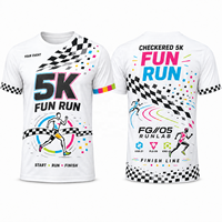 T-shirt de course respirant à col en V et manches courtes en mesh Dry Fit personnalisé pour course automobile, course de 5 km, événement de circuit, sublimation