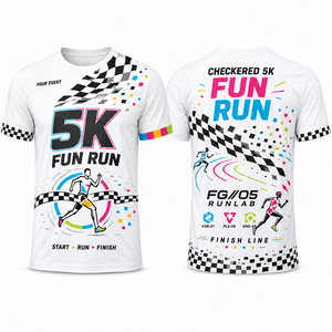 T-shirt de course respirant à col en V et manches courtes en mesh Dry Fit personnalisé pour course automobile, course de 5 km, événement de circuit, sublimation - Product Image 1