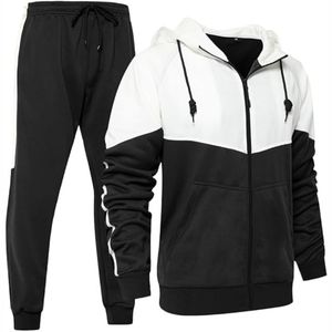 Ensemble de survêtement deux pièces pour hommes à la mode de haute qualité 100% coton marque personnalisée couleur unie coupe-vent et pour l'hiver - Product Image 5