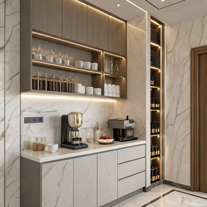 Cuisine modulaire moderne avec armoires à finition mate, éclairage chaleureux et conception de rangement intelligent pour les maisons contemporaines - Product Image 1