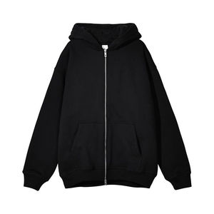 Wholesale 400gsm Cotton Fleece Full Double <b>Zip</b> <b>up</b> <b>Hoodie</b> No Drawstring <b>Hoodie</b> Zipper Hoodia <b>Black</b> <b>Zip</b> <b>up</b> <b>Hoodie</b> Customized - Product Image 6