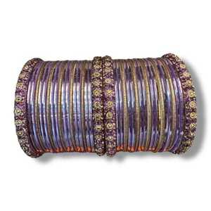 Conjunto de Brazaletes de Terciopelo de Estilo Tradicional para Damas, Joyería Hecha a Mano de Moda, Churiya de Vidrio y Terciopelo para Mujer - Product Image 1