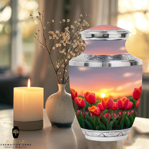 Urna de cremación de aluminio hecha a mano Diseño de grabado de flores Urnas de cremación | Revestimiento Meena | Diseño a prueba de fugas (grande 220 Cu) - Product Image 6