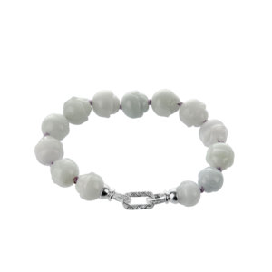 Pulsera de Jadeíta Lavanda con Topacio Blanco y Plata de Ley Chapada en Oro de 18K - Product Image 1