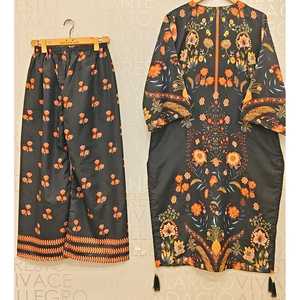 Traje de Satén de Dos Piezas FUSION Long Length 2-PCS SL00248, Conjunto de Dos Piezas con Manga Tres Cuartos para Otoño, Talla 2XL - Product Image 1