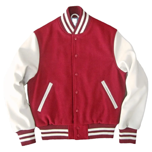 Blouson universitaire en laine rouge pour homme, style urbain, coupe régulière, coupe-vent, respirant, col montant, boutons recouverts, hiver - Product Image 6