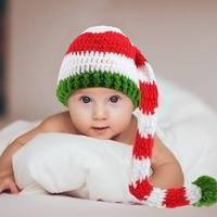 Gorro de Papá Noel de algodón a rayas para Navidad - Accesorio festivo para sesiones de fotos de bebés