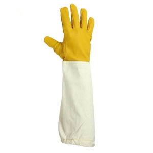 Guantes de apicultura de cuero de piel de cabra blanca de Venta caliente, lona de manga larga, protección, precio barato, OEM/ODM disponible - Product Image 5