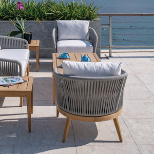 Patio Sofa Set From Solid Wood With Sofa <b>Cushions</b> White Color for Outdoor Furniture - Product Image 3