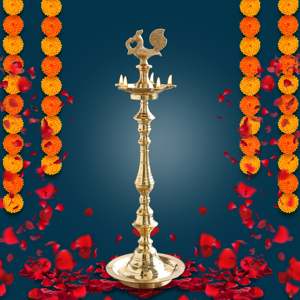 Lámpara de latón puro con diseño de pavo real, 50.8 cm, hecha a mano. - Product Image 5