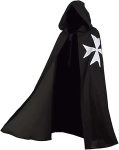 ชุดคอสตูมฮาโลวีนแบบนักรบเทมพลาร์ยุคกลางพร้อมฮู้ด ผ้าคลุมไหล่แบบ Hospitaller ย้อมสีแบบเป็นมิตรต่อสิ่งแวดล้อม ขนาดกลาง - Product Image 1