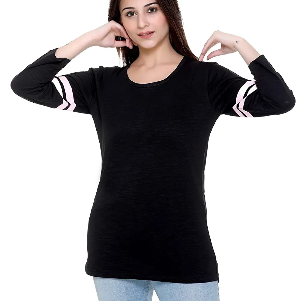 Wholesale Ladies T-Shirt Black Color Plus Size Adult Lady T Shirt High Quality Casual Wear Adult Women's T Shirt