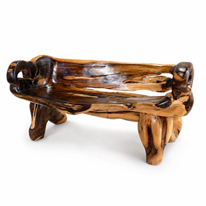 Solid Wood Carved <b>Bench</b> Rustic Natural Grain Seat Modern Dining Room Furniture Solid Back - Product Image 4