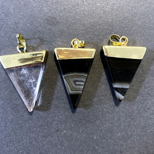 7 pierres précieuses cristal Quartz Triangle guérison pierre naturelle collier pendentif en or pendentif géométrique pierre précieuse - Product Image 6