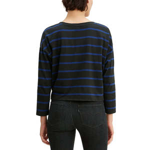 Top in cotone Levi's da donna Greta a righe con orlo annodabile, nero, taglia XL, stile Y2K, vestibilità ampia con decorazioni in pizzo per la stagione autunnale - Product Image 2