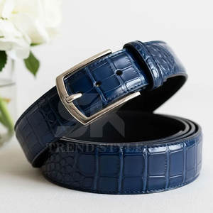 Ceinture en cuir gaufré croco de haute qualité, design élégant pour les looks décontractés et formels, ceinture en cuir gaufré croco classique et tendance - Product Image 4