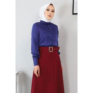 Ensemble jupe et haut décontracté taille haute en coton pour femme, avec détails boutonnés, tenue midi unie, nouvelles arrivées, coupe classique, 2 pièces, commande minimum - Product Image 2