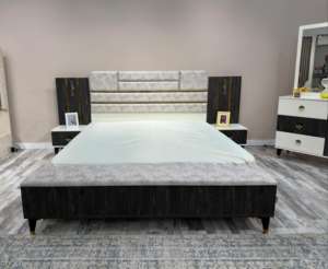 Meubles de chambre à coucher modernes et luxueux, ensemble de chambre à coucher réglable en bois et métal avec rangement, style minimaliste pour appartement, villa, maison, hôtel - Product Image 4