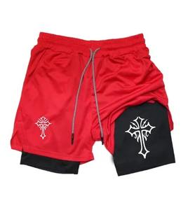 กางเกงขาสั้นวิ่งออกกำลังกายแบบ2 in 1สำหรับผู้ชายกางเกงขาสั้นสำหรับเล่นกีฬาออกกำลังกายในยิมพร้อมกระเป๋าใส่โทรศัพท์ - Product Image 5