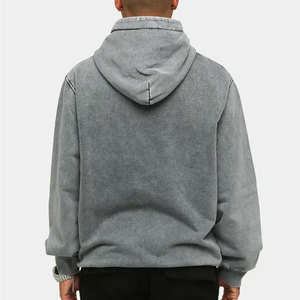 Meilleure vente sweats à capuche délavés à l'acide pour hommes 100% coton Design de haute qualité Motif solide pour Streetwear d'hiver - Product Image 3