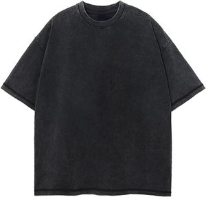 Camiseta cuadrada recortada de algodón 100% con estampado Dtg, hombros caídos, doble capa, 270 Gsm, camiseta de gran tamaño, camiseta de doble capa - Product Image 1