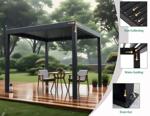 Pergola bioclimatique en aluminium pour patio, <span class=keywords><strong>jardin</strong></span>, villa <span class=keywords><strong>de</strong></span> villégiature, avec toit à lames orientables et gouttière <span class=keywords><strong>de</strong></span> drainage - Product Image 2