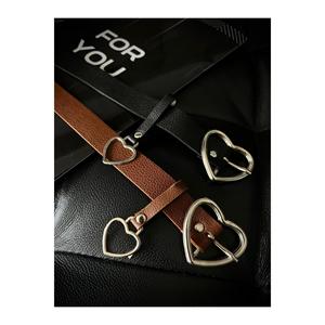 Ensemble de 2 ceintures pour femme : ceinture basique à boucle en forme de cœur, ceinture pour veste, ceinture pour robe, ceinture pour chemise - Noir-brun - Product Image 4