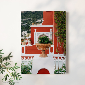 Hiện đại Địa Trung Hải Thụy Điển nhà màu đỏ clipart bó vải in với khung gỗ - Product Image 2