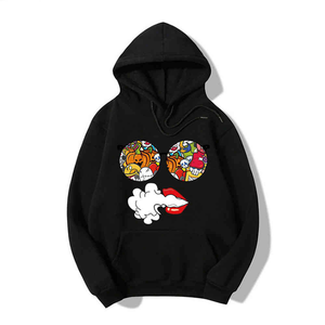 เสื้อฮู้ดหลวมสำหรับผู้ชายมีลายพิมพ์สดใสและด้านในเป็นขนแกะที่อบอุ่น - Product Image 2