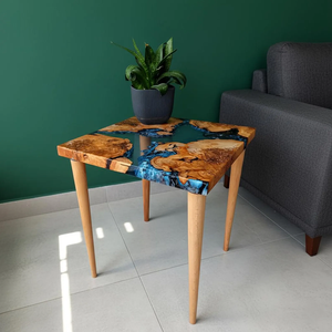 Plateau de table en résine époxy carré de luxe design |   Surface polie artisanale pour tables à manger modernes, villas et décoration intérieure - Product Image 4