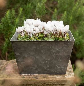 Juego de exportaciones de artesanía para el hogar de 2 macetas galvanizadas de metal rectangulares modernas para sala de estar maceta redonda decorativa para decoración del hogar - Product Image 3